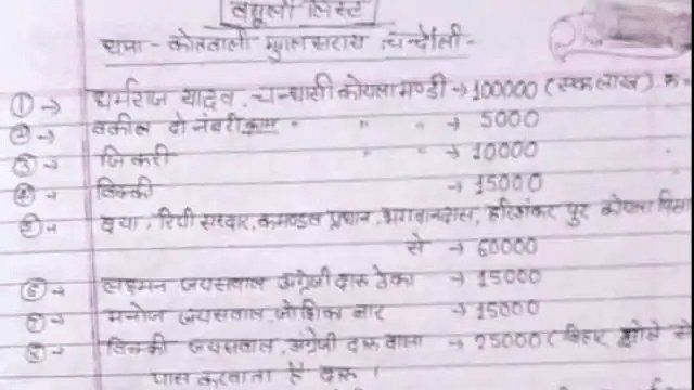 यूपी: चंदौली के एक पुलिस स्टेशन में कौन-कौन कितना दे जाता है पैसा, वसूली की लिस्ट वायरल