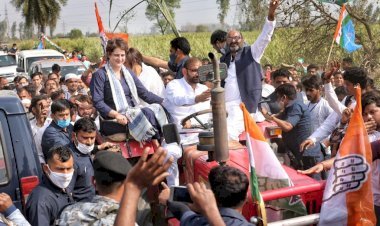 यूपी: मेरठ में प्रियंका वाड्रा  ट्रैक्टर से पहुंचीं किसान महापंचायत स्थल, कहा-जब तक है दम तब तक लड़ूंगी चाहे 100 दिन हो या 100 साल