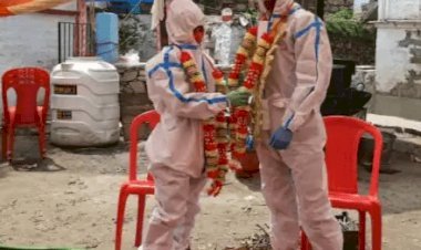 उत्तर प्रदेश:अल्मोड़ा में शादी के दिन ही लड़की हो गयी कोरोना पॉजिटिव, दूल्हा-दुल्हन ने पीपीई किट पहनकर लिये सात फेरे