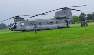 बिहार: एयर फोर्स का चिनूक हेलीकॉप्टर की बक्सर के खेत में इमरजेंसी लैंडिंग, बड़ा हादसा टला