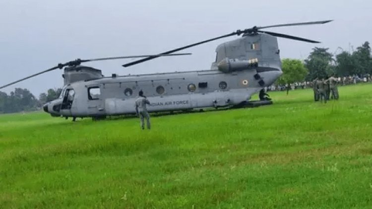 बिहार: एयर फोर्स का चिनूक हेलीकॉप्टर की बक्सर के खेत में इमरजेंसी लैंडिंग, बड़ा हादसा टला
