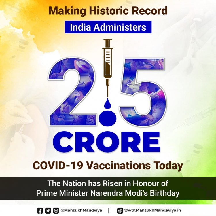 कोरोना वैक्सीन के मामले में इंडिया ने बनाया वर्ल्ड रिकॉर्ड, एक दिन में 2.49 करोड़ से ज्यादा लोगों को दी गयी डोज