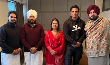 पंजाब: एक्टर सोनू  सूद की बहन मालविका कांग्रेस में शामिल, चन्नी और सिद्धू ने माला पहनाकर किया स्वागत