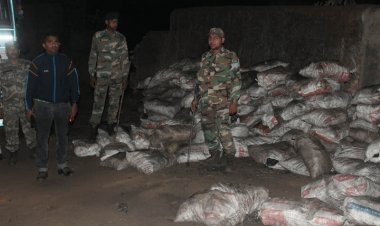 धनबाद: अलकडीहा पारबाद में पांच ट्रक सहित भारी मात्रा में इलिगल कोल जब्त