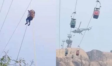 देवघर त्रिकुट पहाड़ रोपवे हादसा:  ट्रॉली में लटकते 34 लोगों को किया गया रेस्क्यू, 13 लोग अब भी फंसे