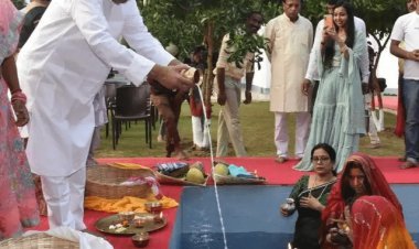 Chhath Puja 2022: बिहार में छठ घाटों पर उमड़ी भीड़, अस्ताचलगामी सूर्य का दिया गया अर्घ्य