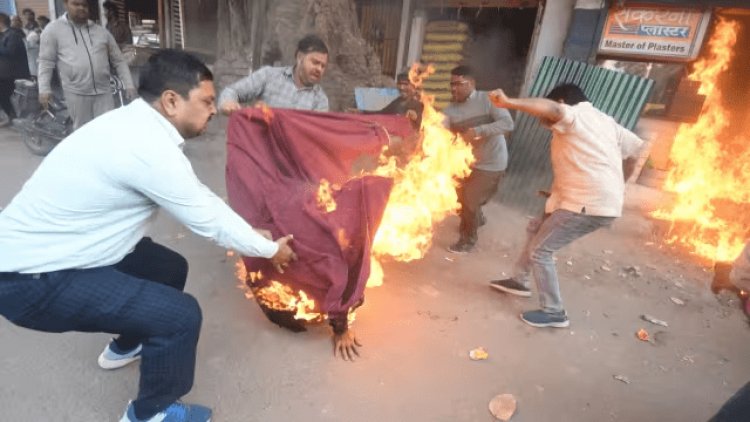 Patna: अतिक्रमण हटाने के दौरान बवाल, टीम के सामने दुकानदार ने खुद को आग लगाई