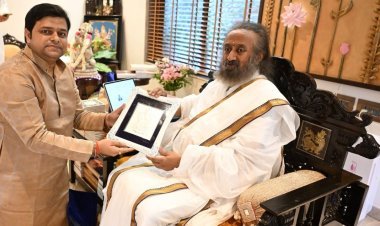 श्री श्री रविशंकर से मिले सत्य प्रकाश सिंह, लभुआनी में बनेगा इच्छापूर्ति गणेश मंदिर